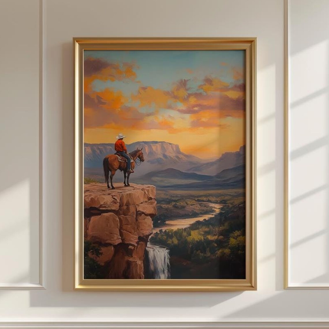 Vintage Cowboy Landscape, Mid-Century Western Style