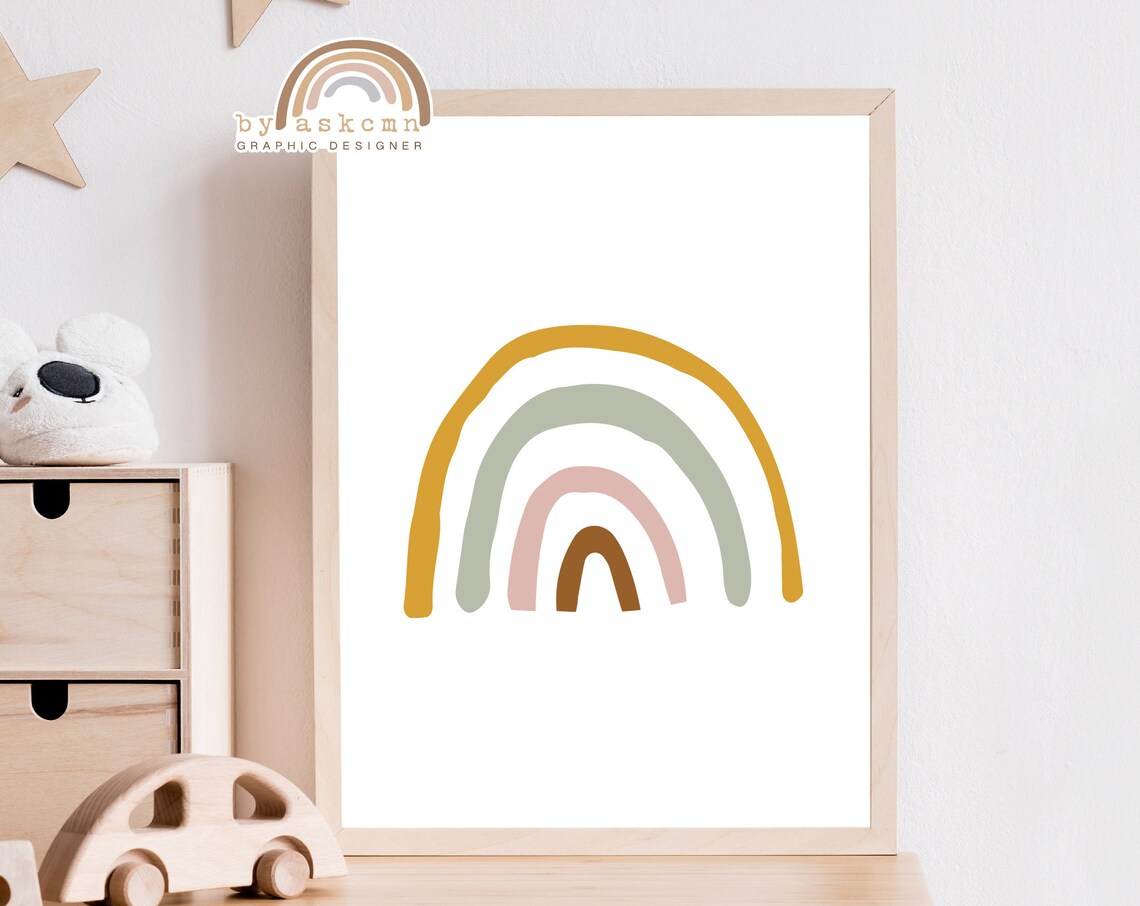 Rainbow Wall Decor Print Baby Room Poster Nursery Print Art Boho Rainbow Instant Neutral Rainbow Wall Decor Print - Image 7