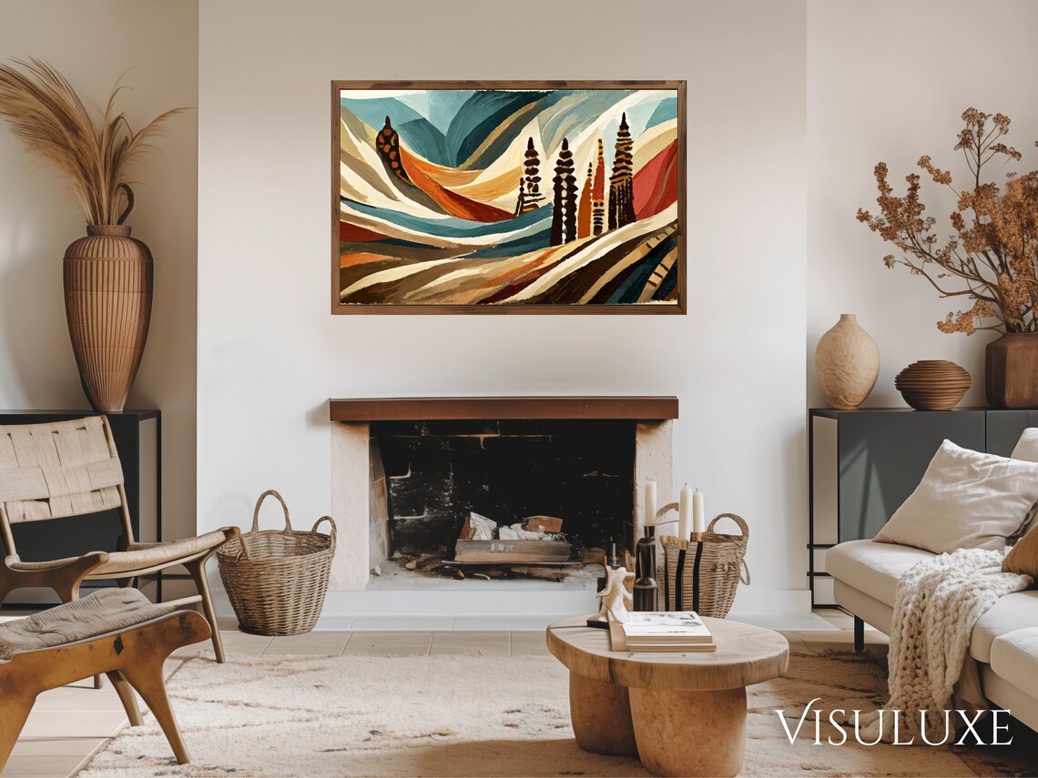 Abstract Tribal Desert Dunes Earth Tone Modern Art Painting Wall Print - Image 3