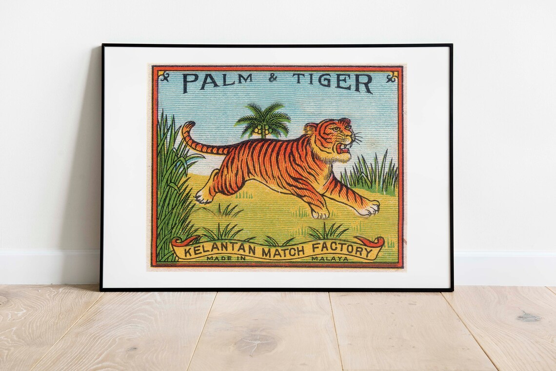 Vintage Palm and Tiger Matchbook Label Art Print - Image 3