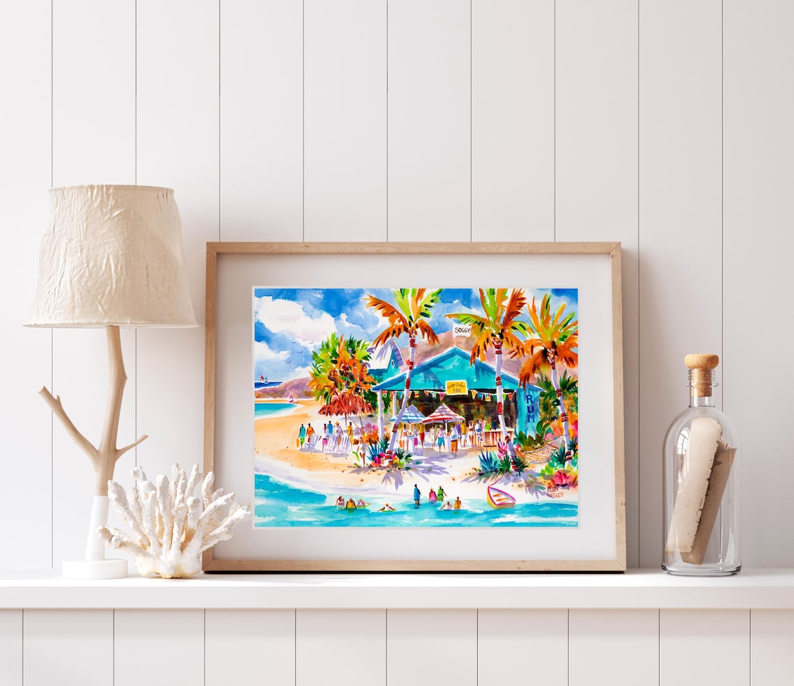 Soggy Dollar Bar, British Virgin Islands Watercolor Art Print - Image 2