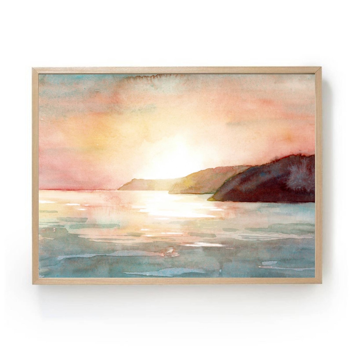 Abstract Seascape Sunset Ocean Art Print, Boho Decor