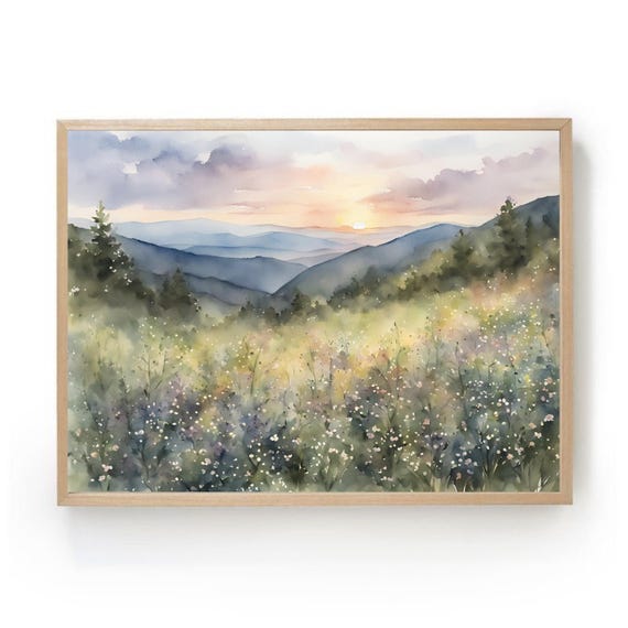 Smoky Mountains Wildflowers Watercolor Art Print