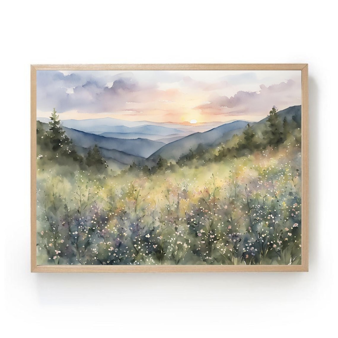 Smoky Mountains Wildflowers Watercolor Art Print