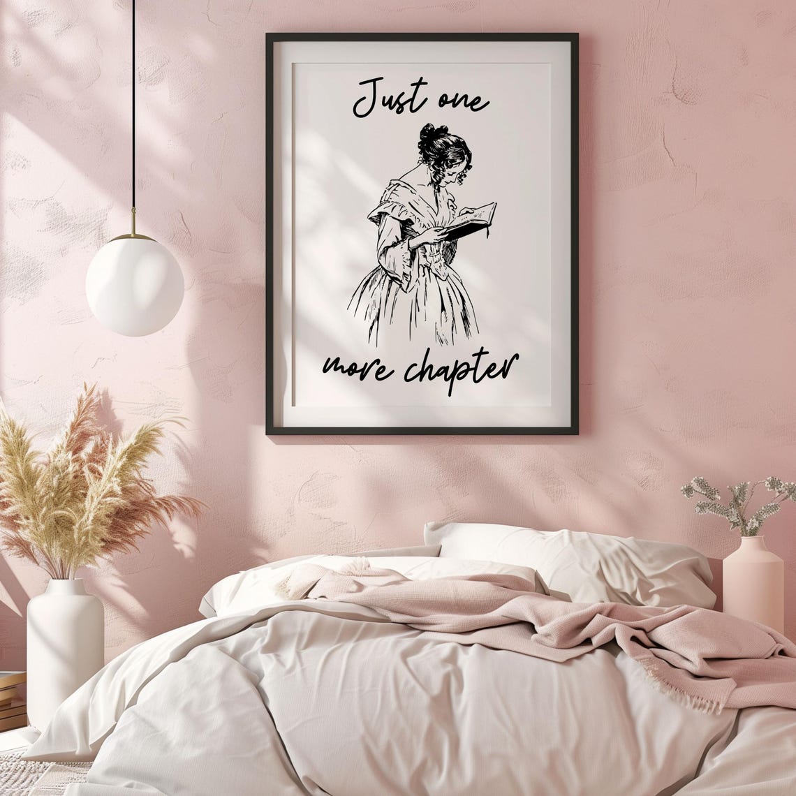 Just One More Chapter Reading Poster with Vintage Woman Reader Sketch - Image 3