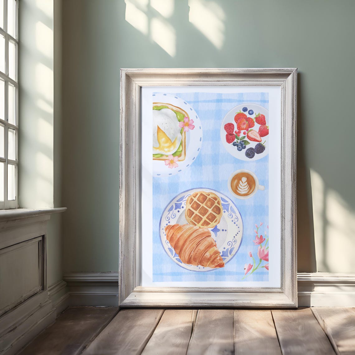 Little Breakfast Picnic Poster with Croissant Waffle Eggs and Fruit - Image 2