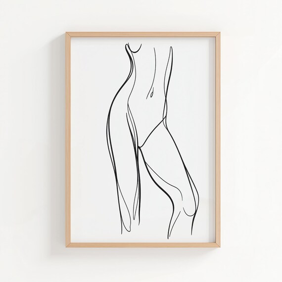 Abstract Female Nude Continuous Line Art Modern Body Drawing Poster