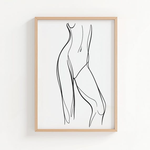 Minimalist Female Nude Line Art Print For Modern Boho Home Decor Wall