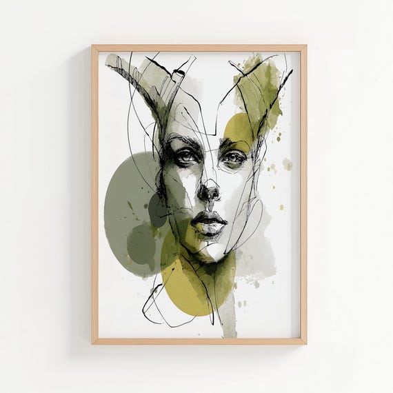 Capricorn Zodiac Line Drawing Wall Art Contemporary Astrology Portrait Print Home Decor Poster