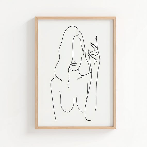Minimalist Female Figure Line Art Print Nude Woman Wall Decor Modern Abstract Drawing Feminine For Bedroom