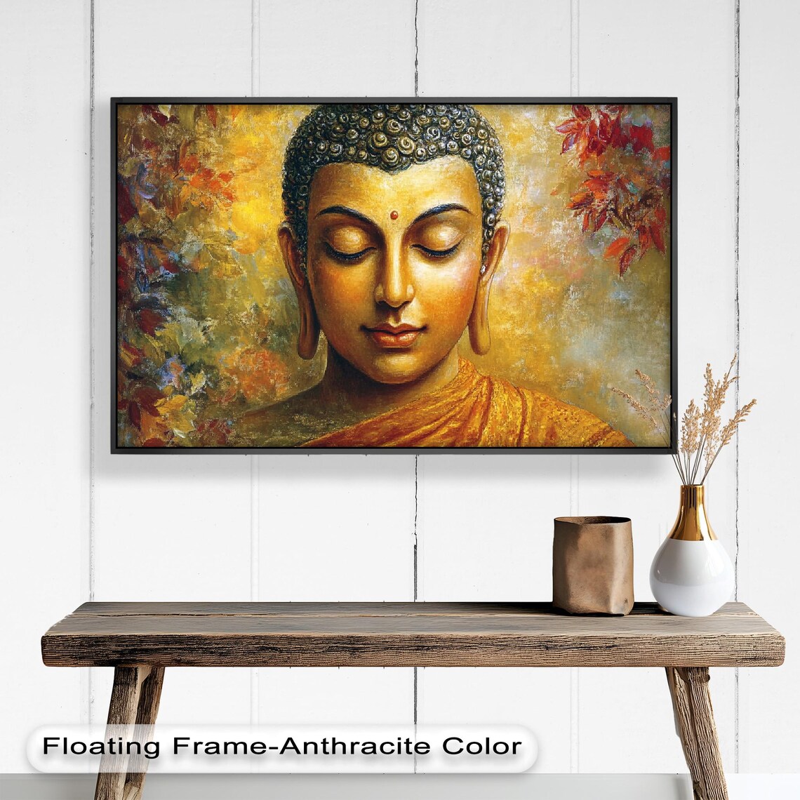 Golden Buddha Art Print, Zen Meditation Decor - Image 2
