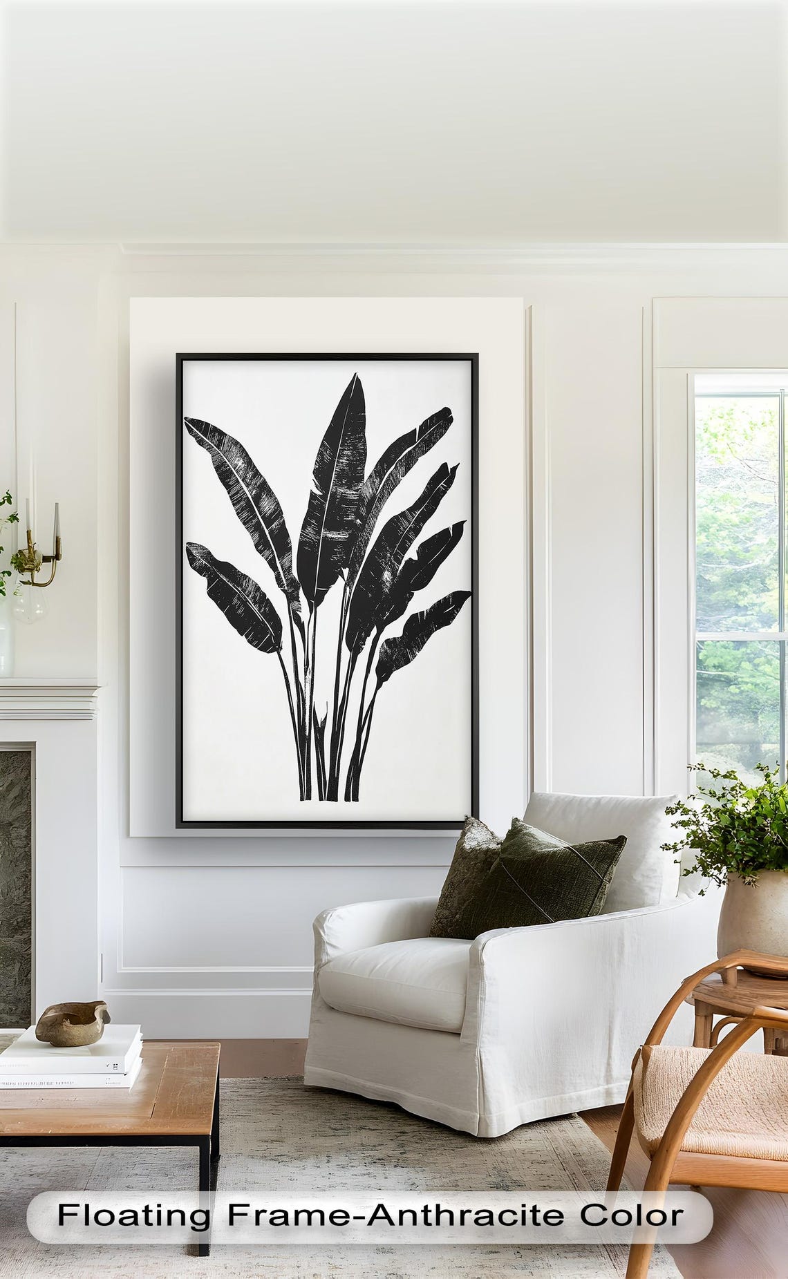 Black Banana Leaf, Minimalist Botanical Art Print - Image 2