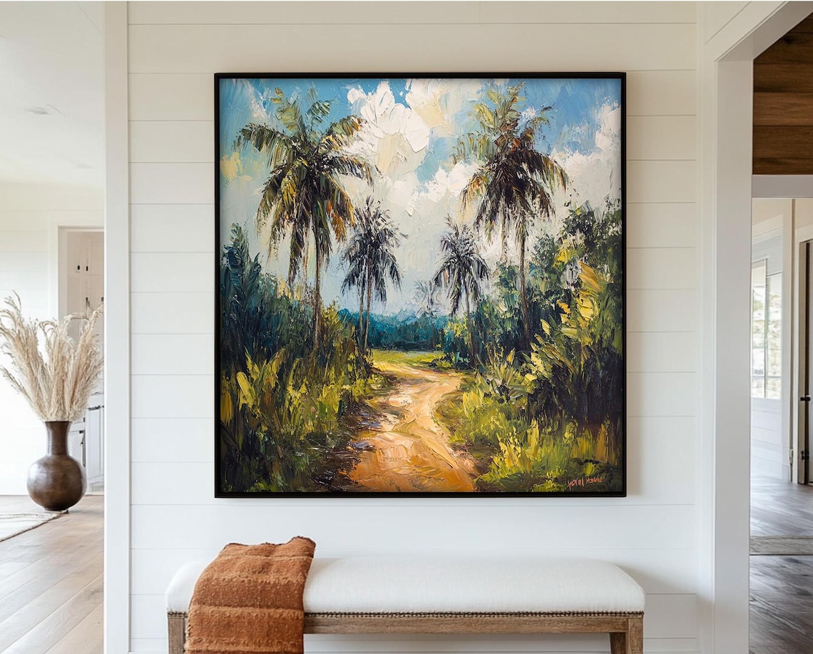 Tropical Landscape, Palm Tree Forest Art Print