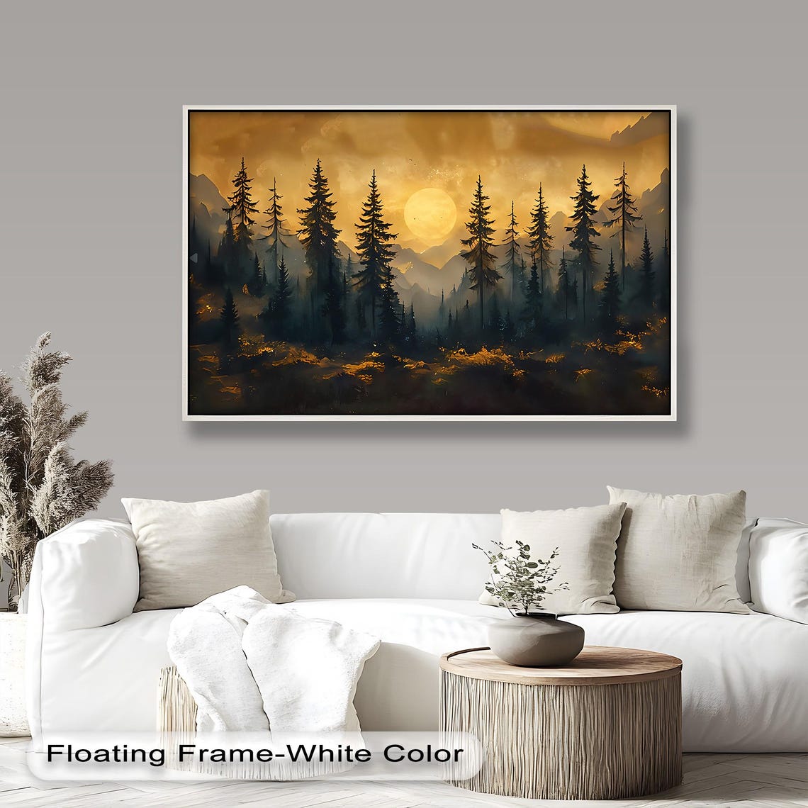 Golden Sunset Forest, Rustic Mountain Landscape - Image 2
