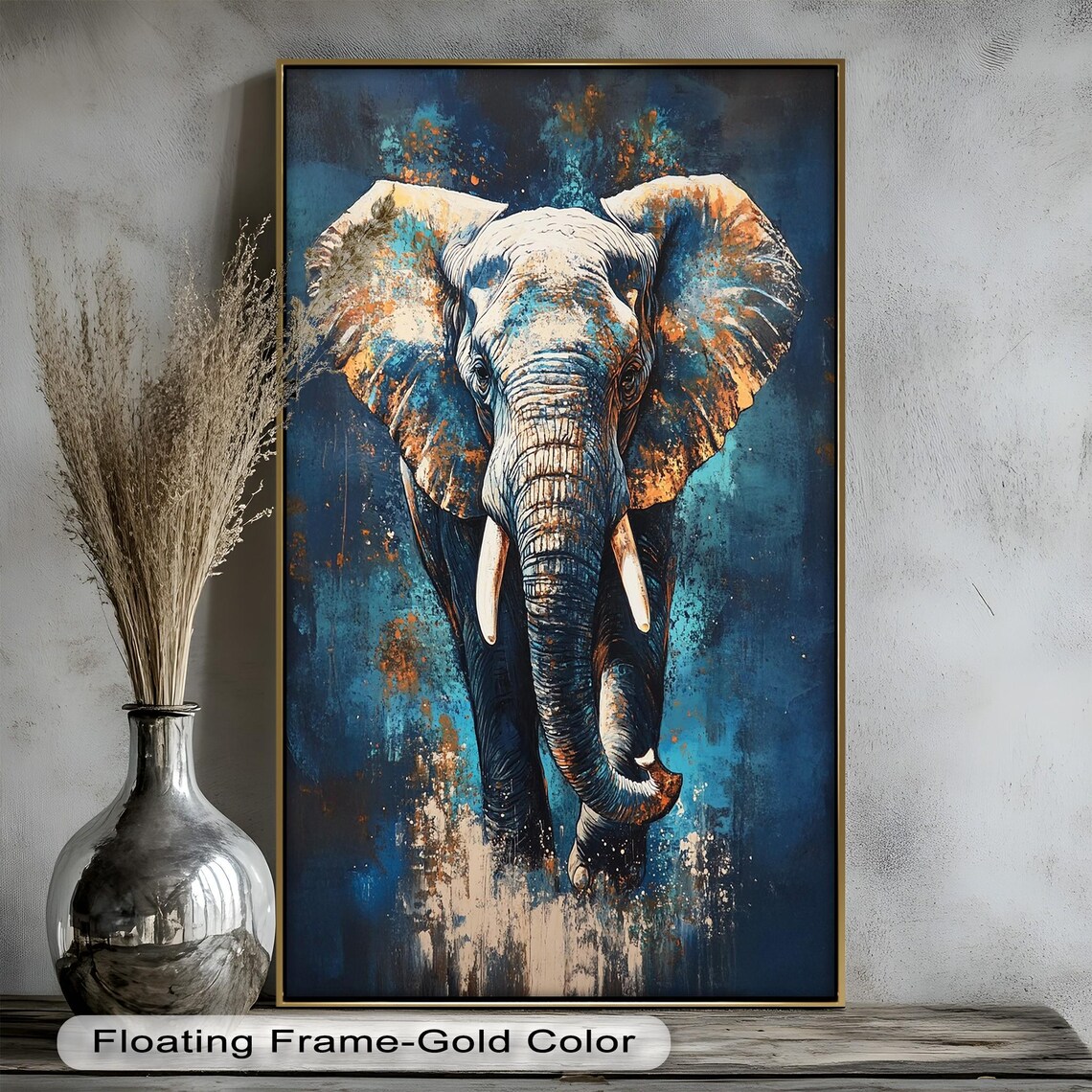 Blue Elephant Majestic Wildlife Decor, Safari Artwork - Image 3