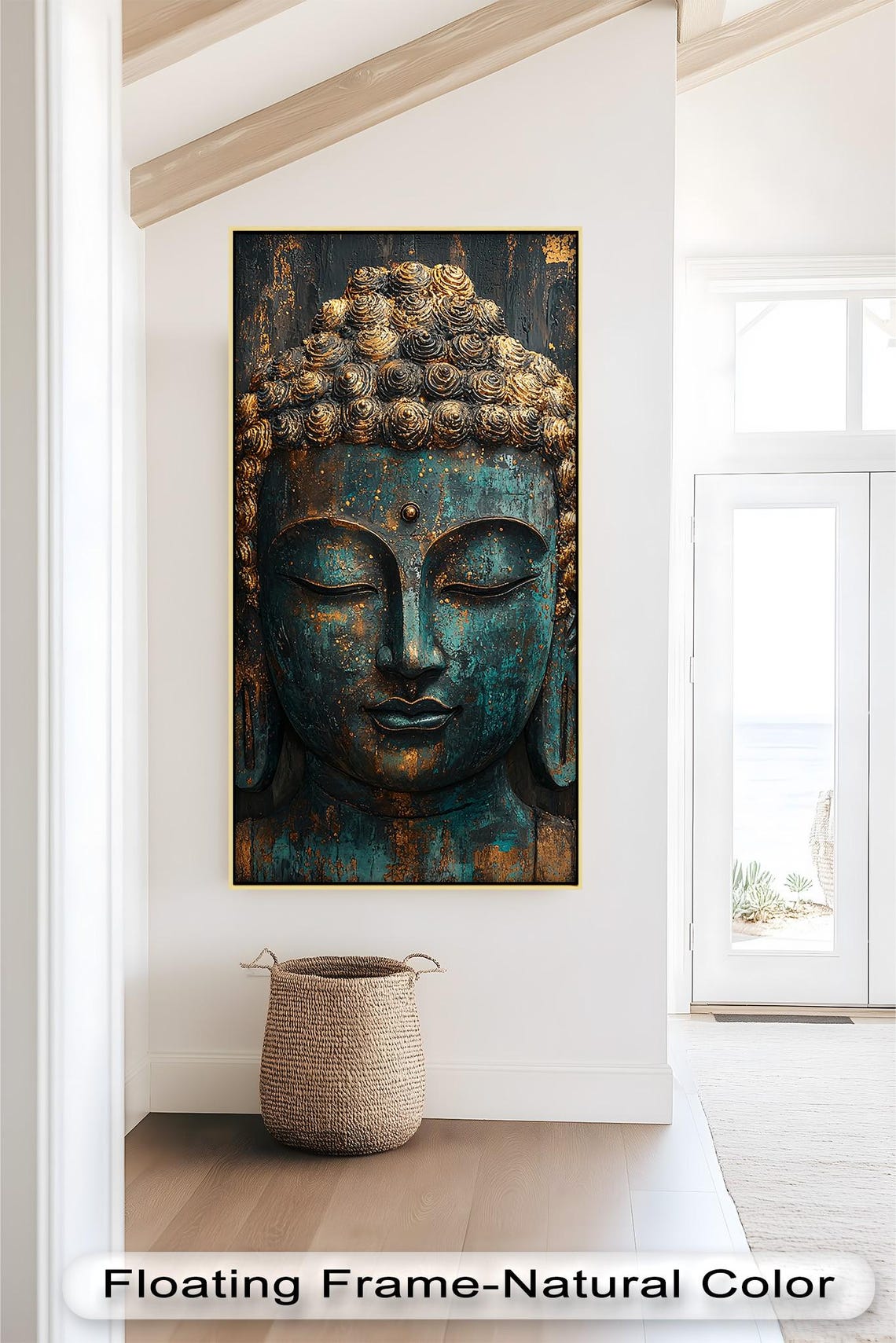 Rustic Buddha Face, Zen Decor Wall Art Print - Image 4