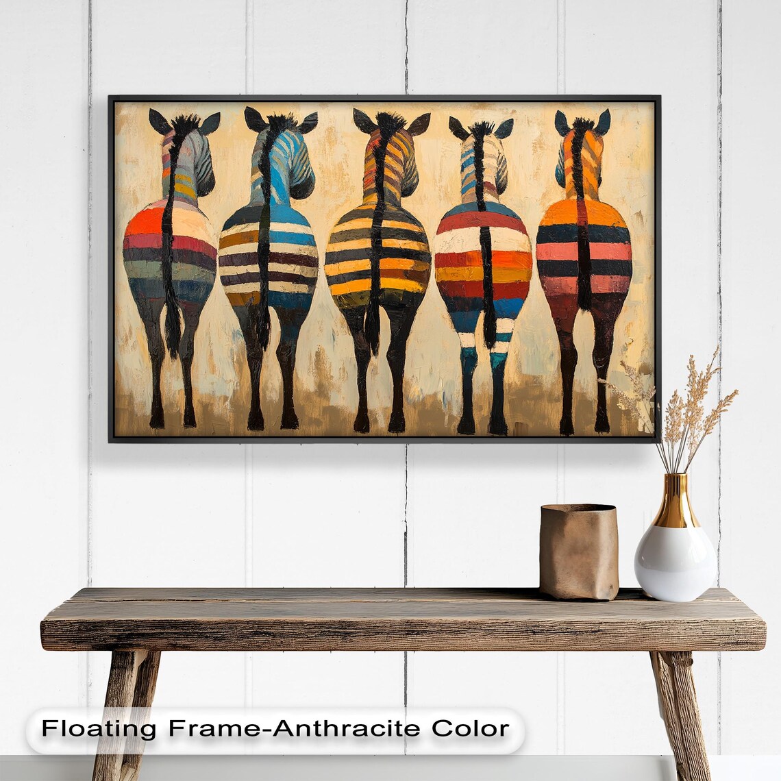 Colorful Zebra Rustic Modern Accent Art Print - Image 5