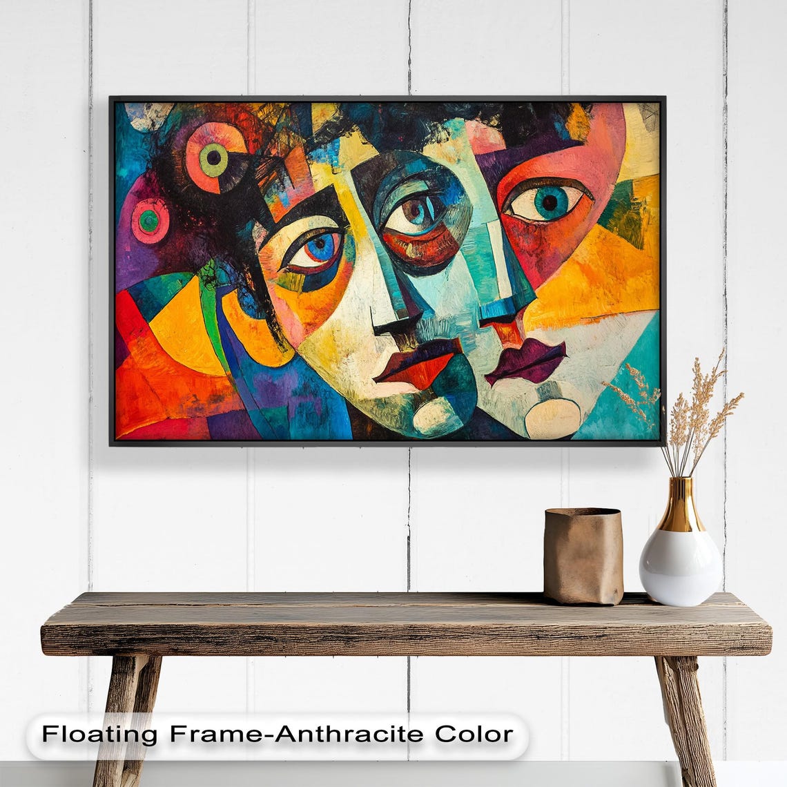 Cubist Couple Abstract Geometric Wall Art Print - Image 3