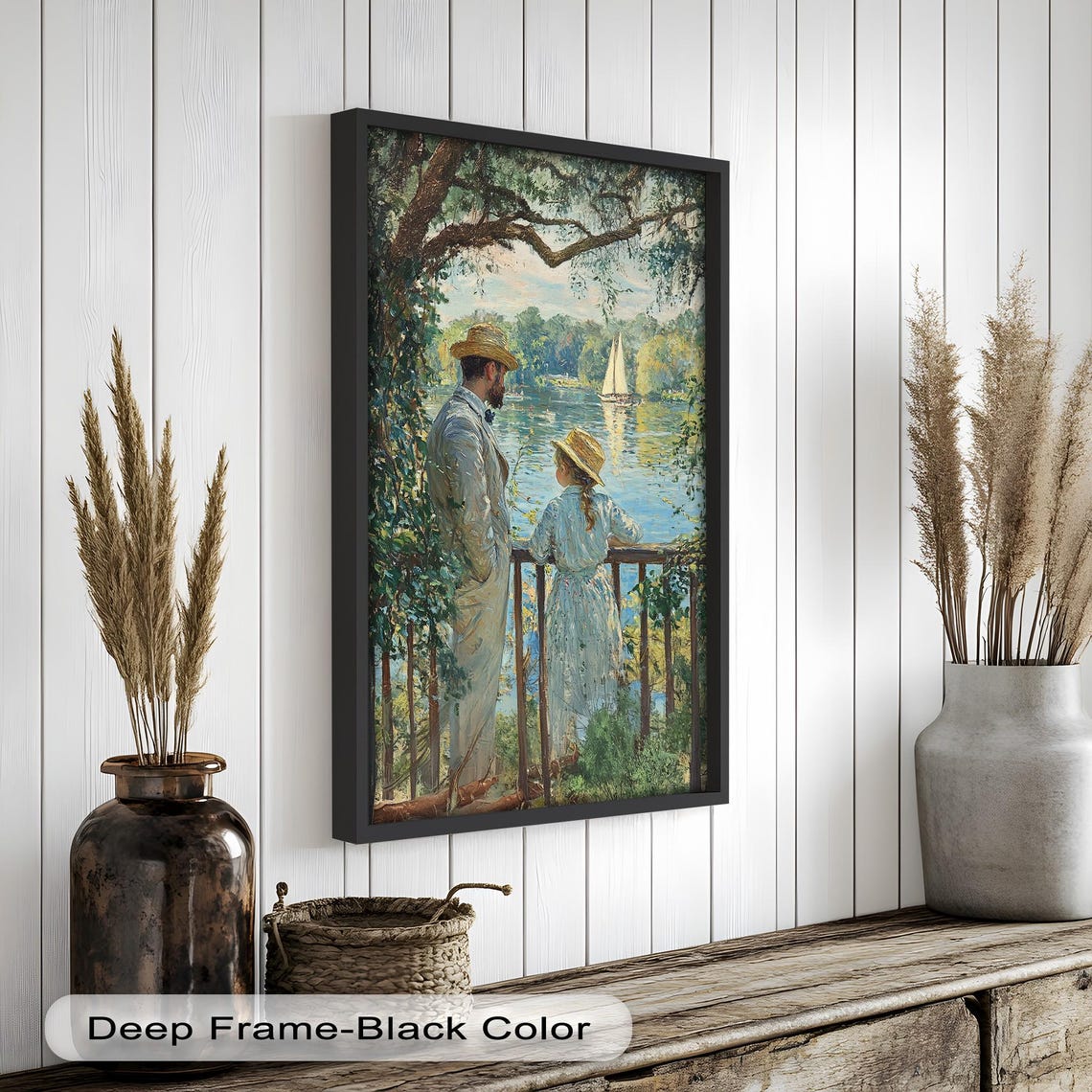 Couple By The Lake, Romantic Scenic Art Print - Image 2