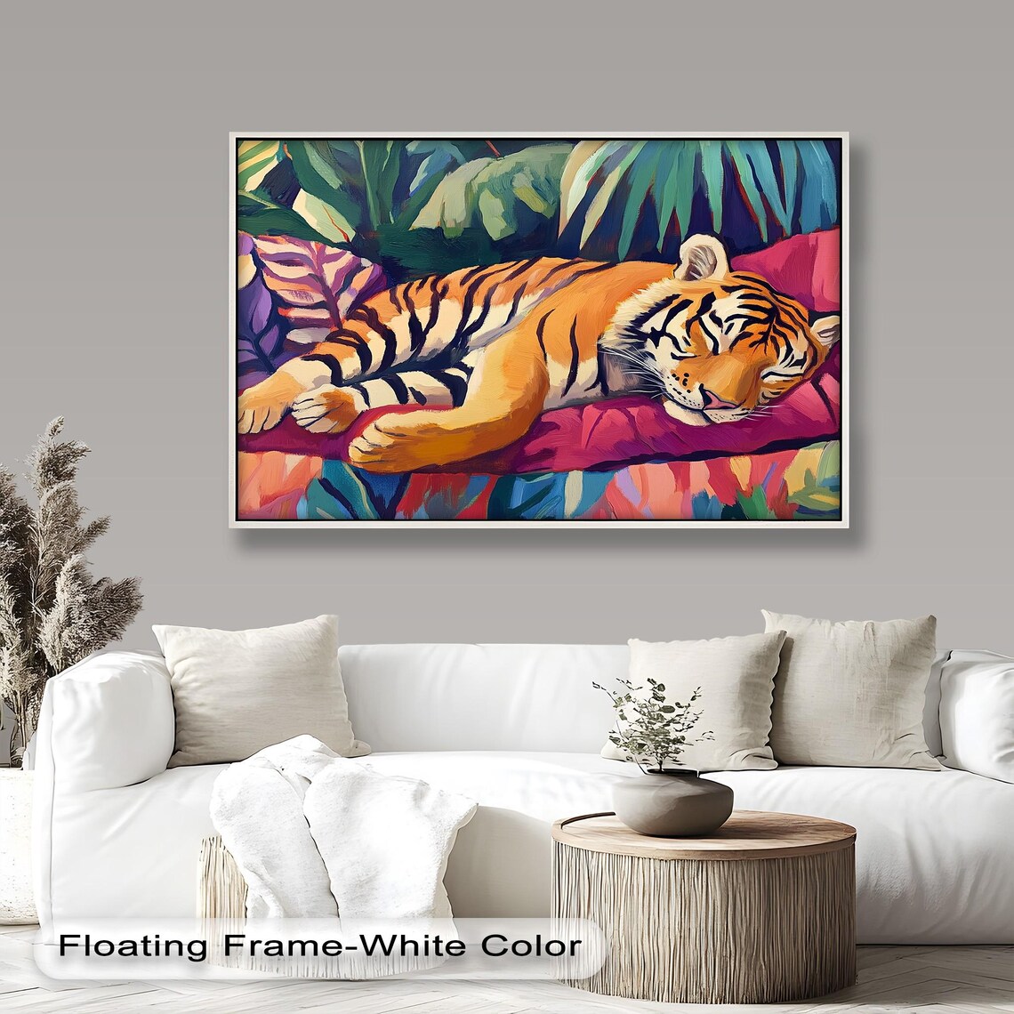 Sleeping Tiger Art Print, Vibrant Jungle Decor - Image 5