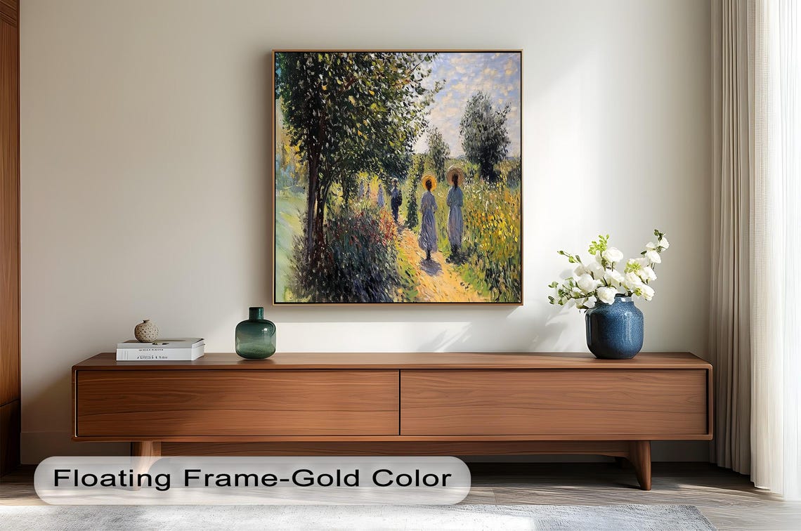 Sunlit Garden Walk, Impressionist Scene With Women - Image 4