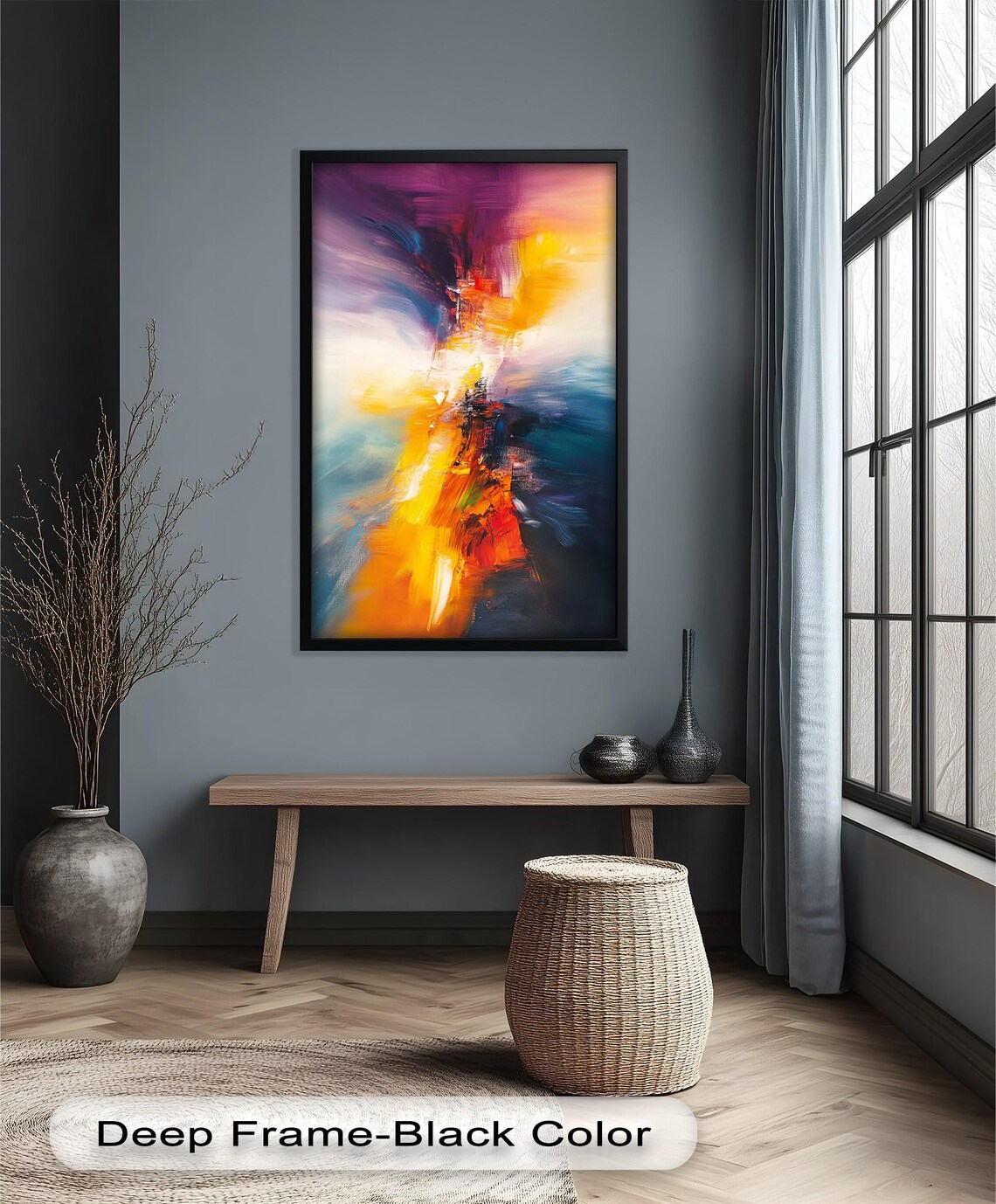 Vertical Color Burst Abstract Modern Art Print