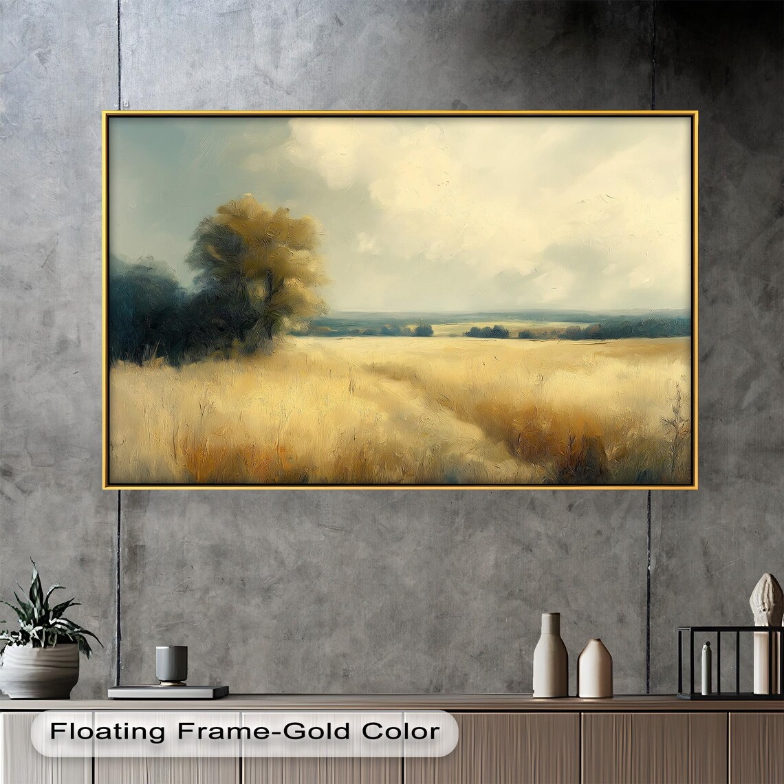 Golden Field Rustic Nature Landscape With Tree - Image 4