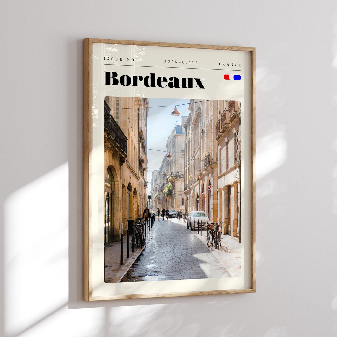 Bordeaux France Cobblestone Street Bicycles Vintage Travel Poster - Image 2