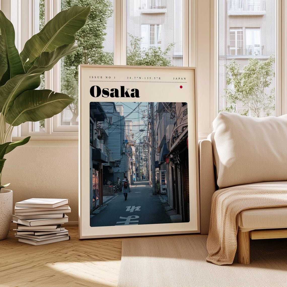 Osaka Japan Atmospheric Backstreet Alley Scene Travel Poster Art
