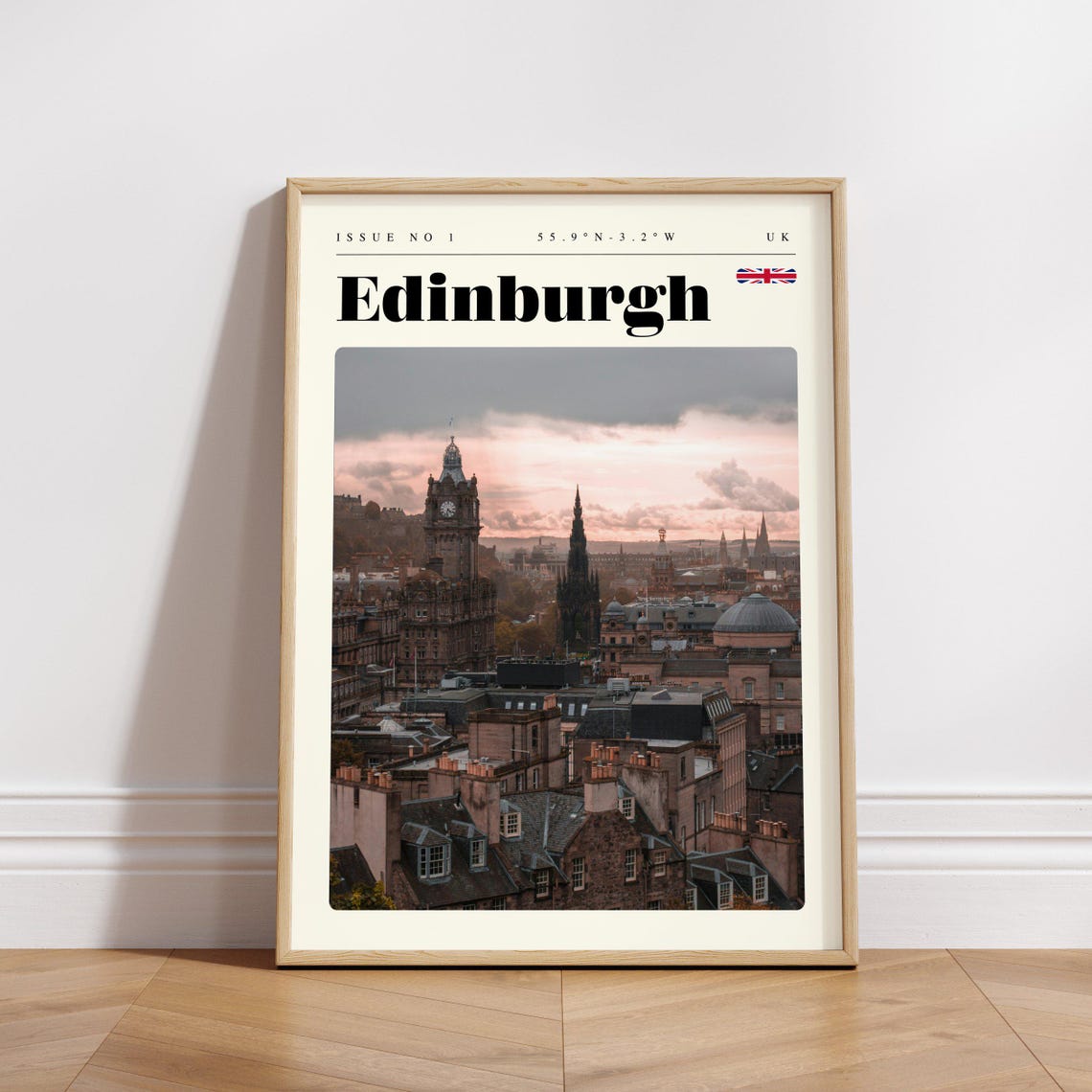 Edinburgh UK Historic Rooftops and Clock Tower Sunset Travel Poster - Image 3