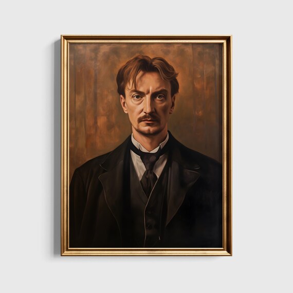 Wizard Professor Vintage Oil Portrait Dark Academia Art Poster