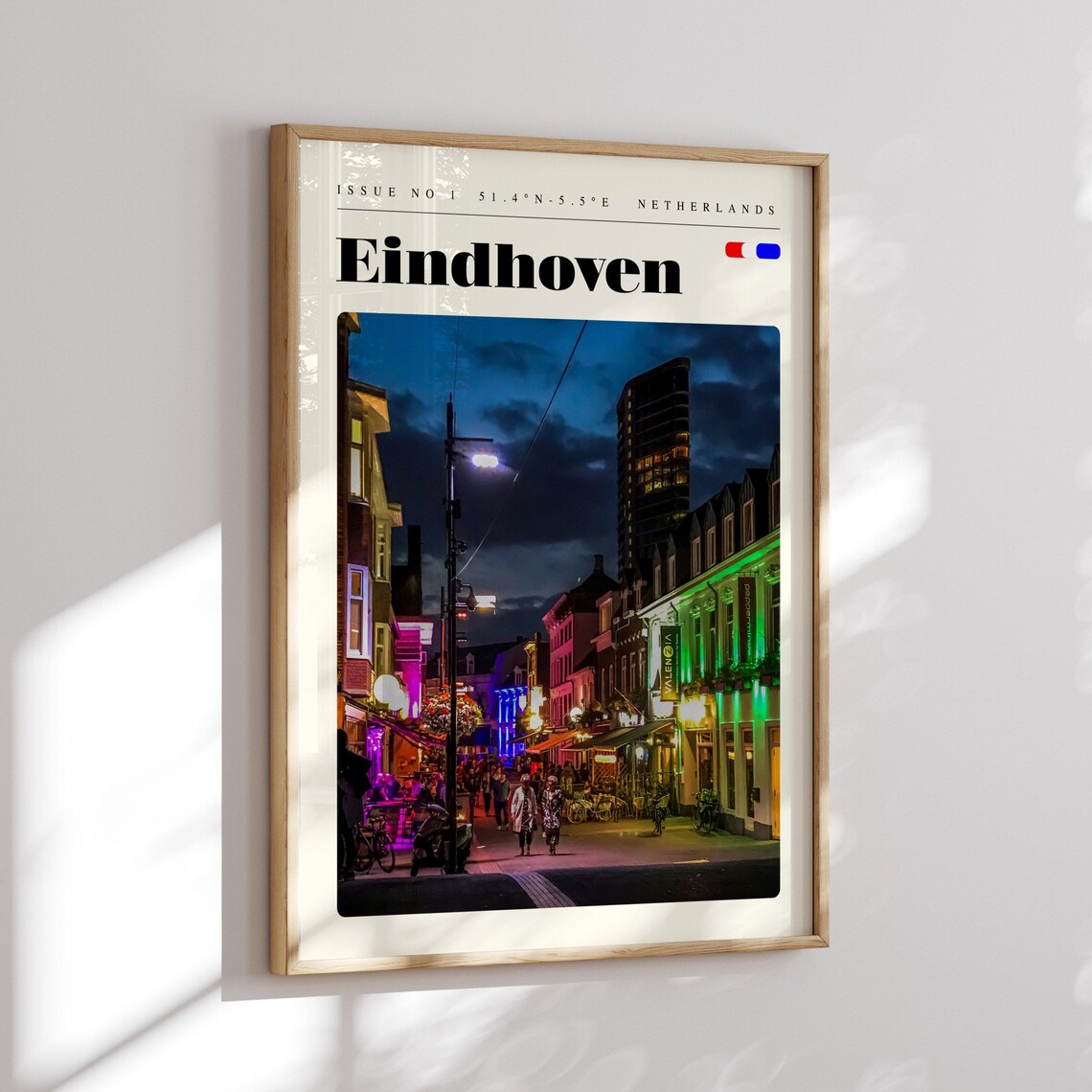 Eindhoven Netherlands Night Street Lights City Scene Travel Poster - Image 2