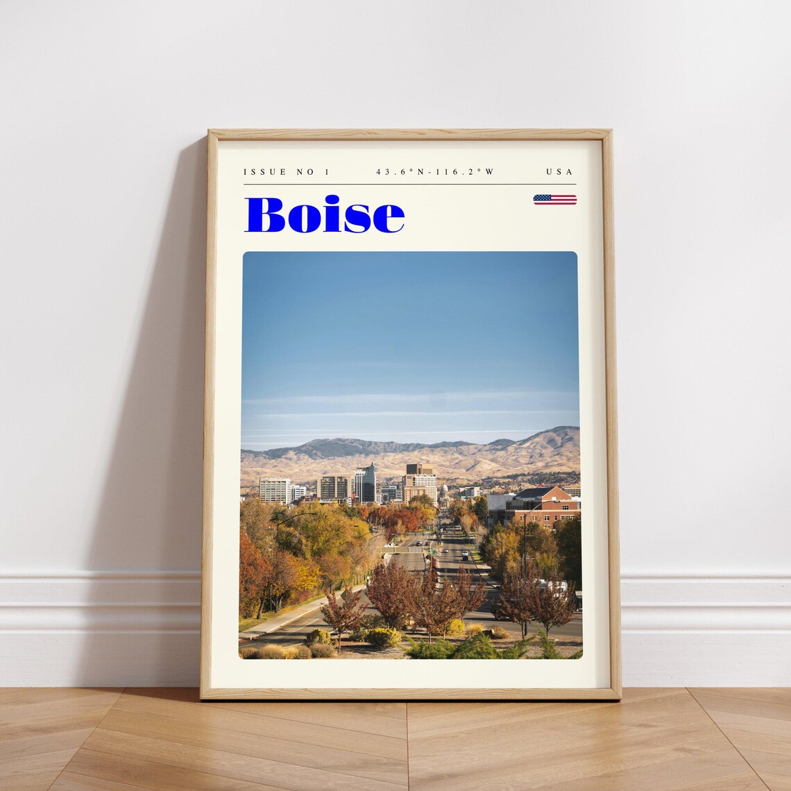 Boise USA City With Autumn Foothills Golden Trees View Travel Poster - Image 3