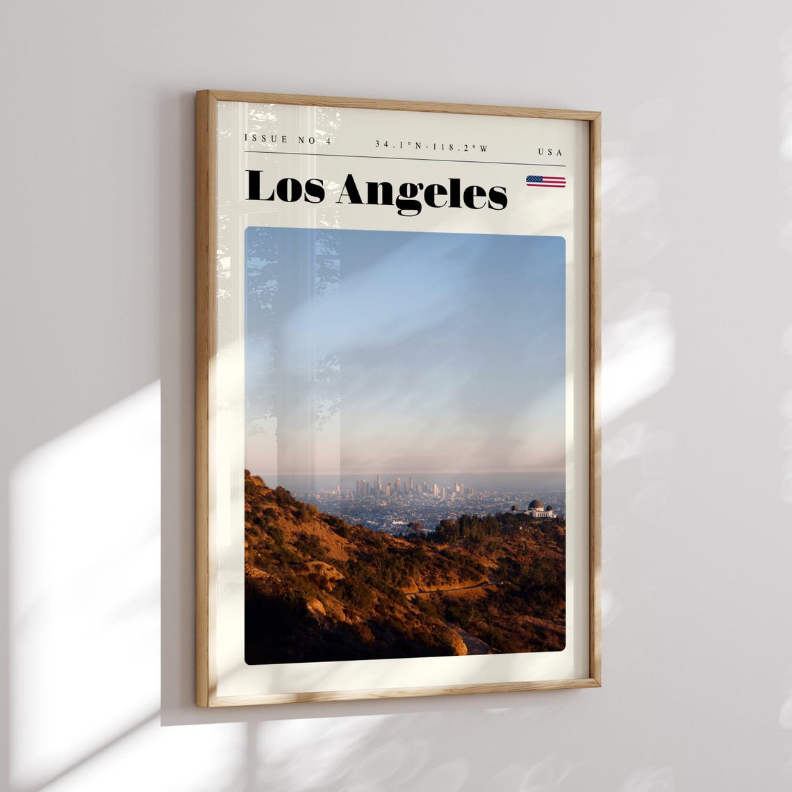 Los Angeles Griffith Park Hillside Downtown Skyline Sunset Poster - Image 2