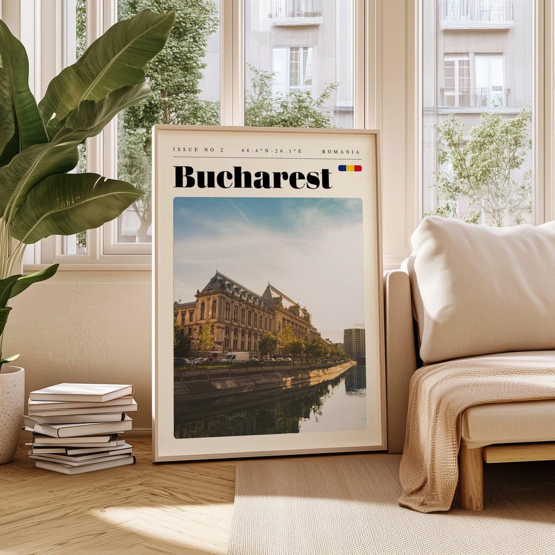 Bucharest Romania Grand Riverside Palace Landmark Travel Poster