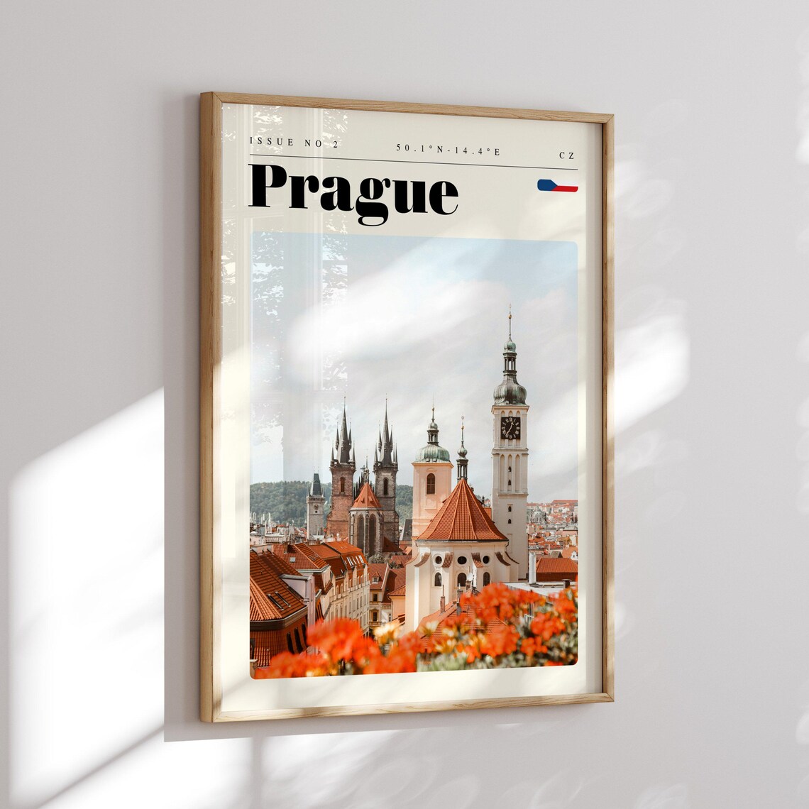 Prague Czech Vintage Travel Poster Old Town Church Spires and Roofs - Image 2