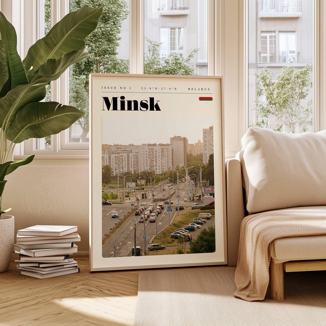 Minsk Wide Avenue Soviet Era Blocks Belarus City Travel Poster