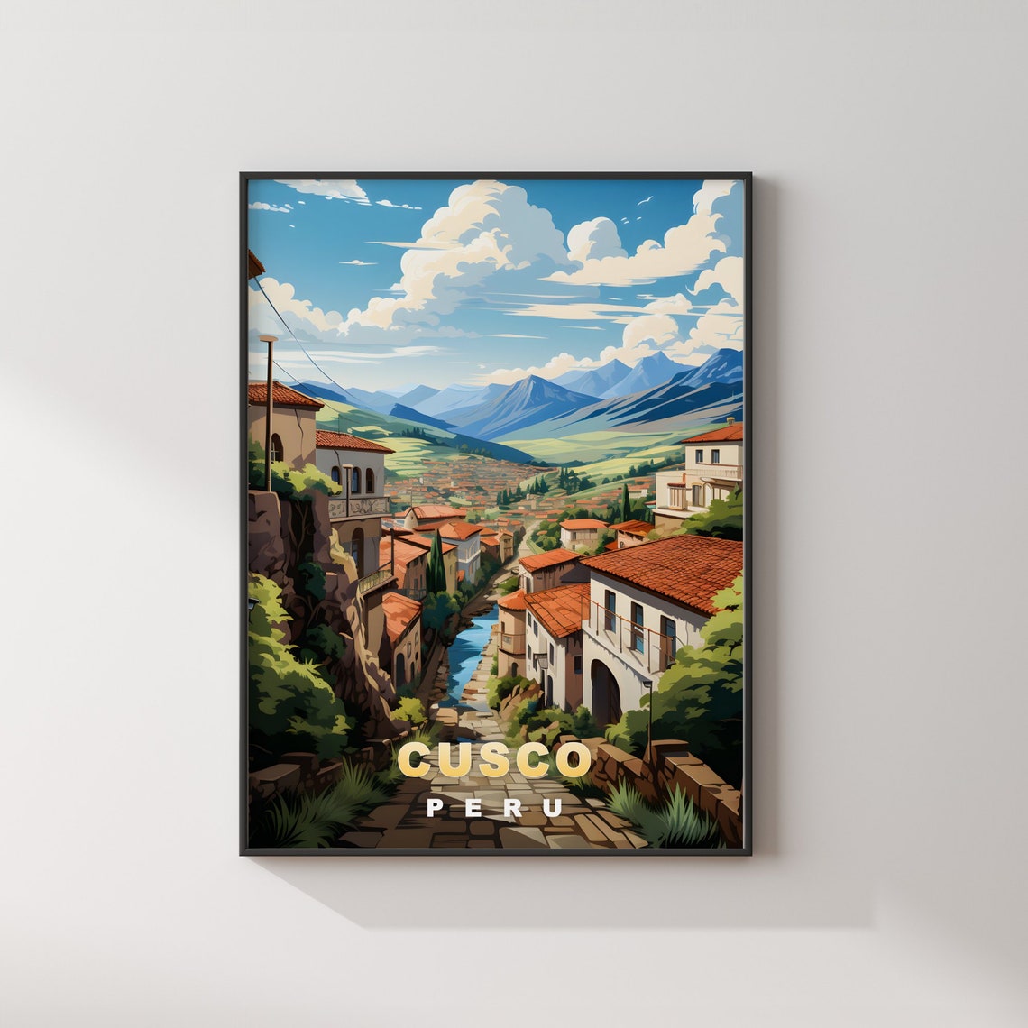 Cusco Peru Old Red Roof Street Andes Mountains Travel Poster - Image 2