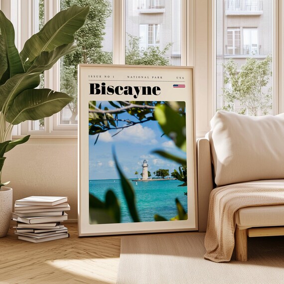 Biscayne National Park Lighthouse Turquoise Water View Travel Poster