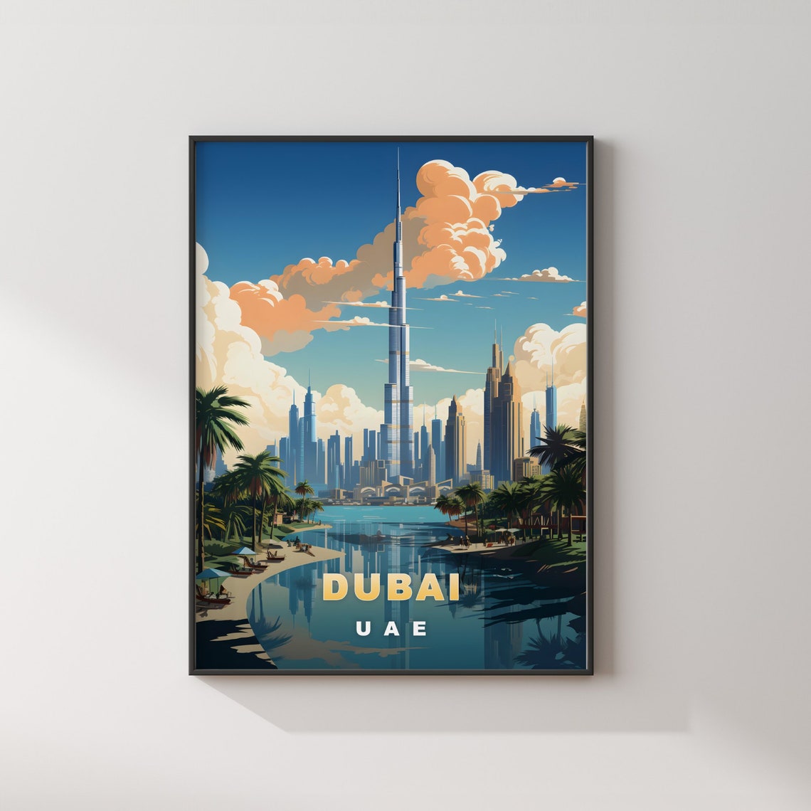 Dubai United Arab Emirates Burj Khalifa Beach Skyline Poster - Image 2