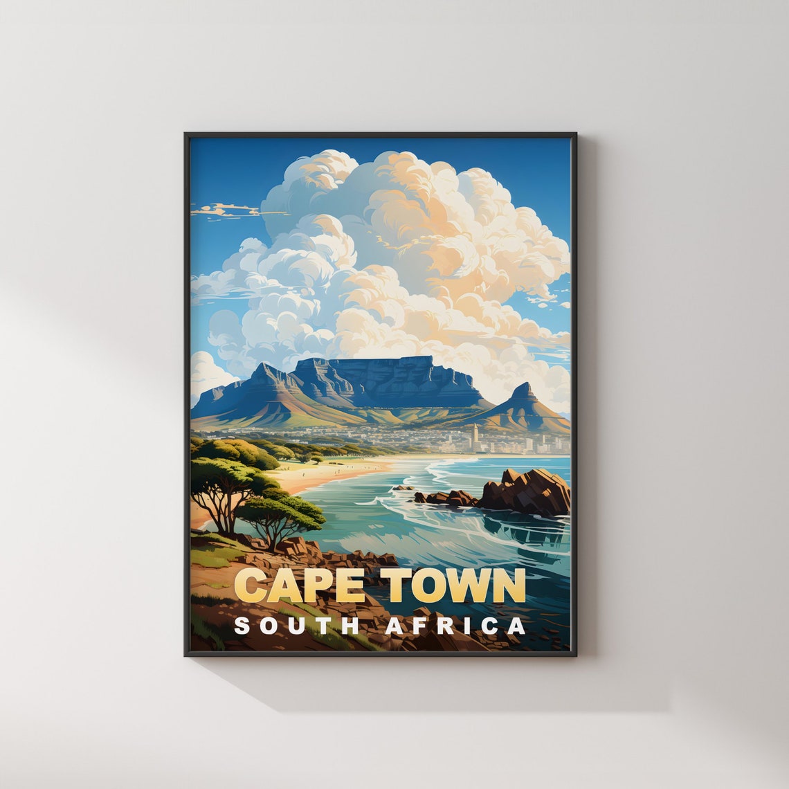 Cape Town South Africa Dramatic Clouds Table Mountain Travel Poster - Image 2