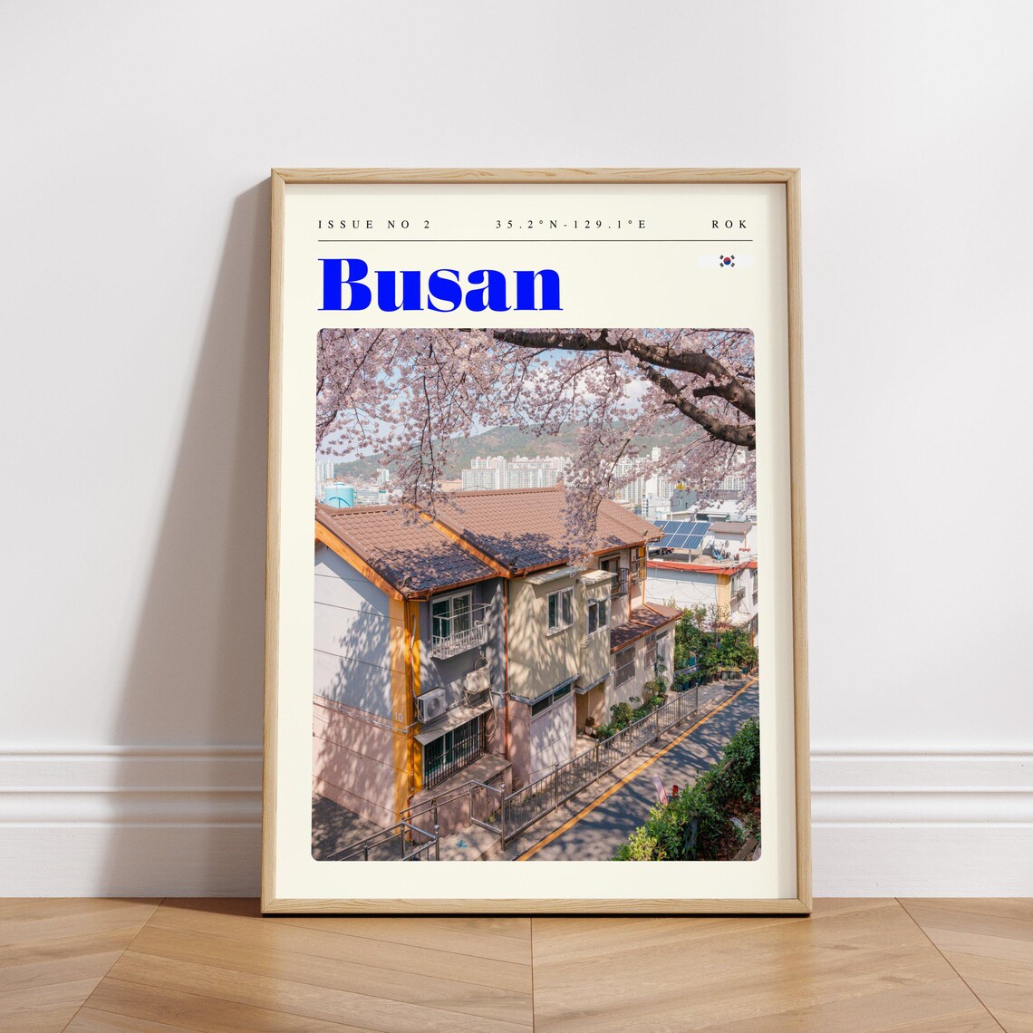 Busan Cherry Blossoms Street Scene ROK Issue 2 Retro Travel Poster - Image 3