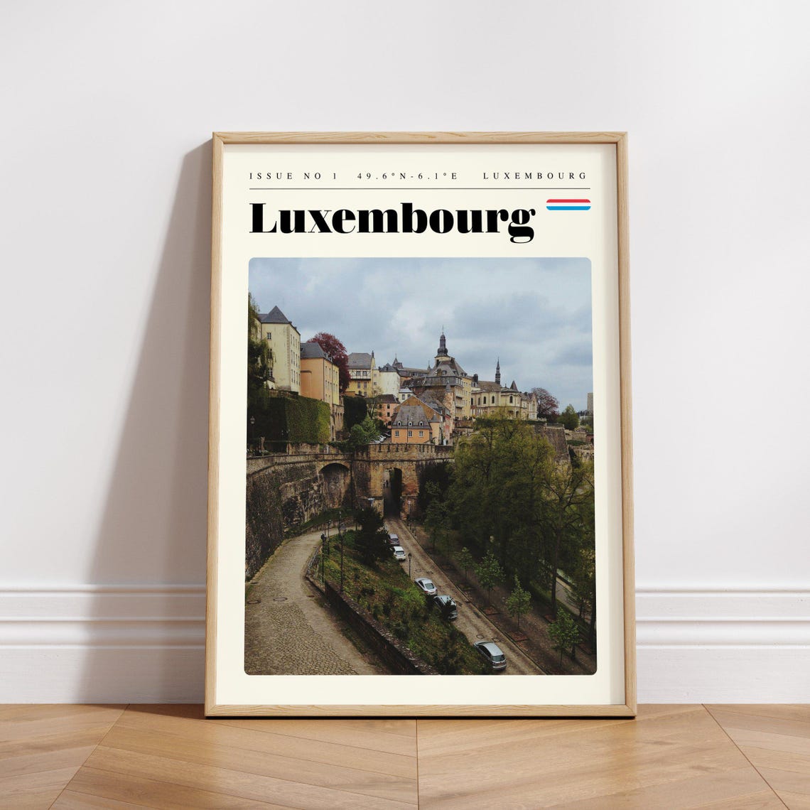 Luxembourg City Old Town Fortress Road Cliffs View Travel Poster - Image 3