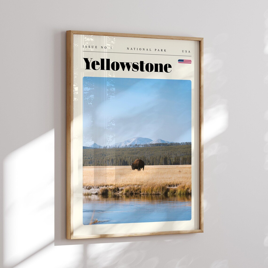 Yellowstone National Park Vintage Travel Poster Bison by the River - Image 2