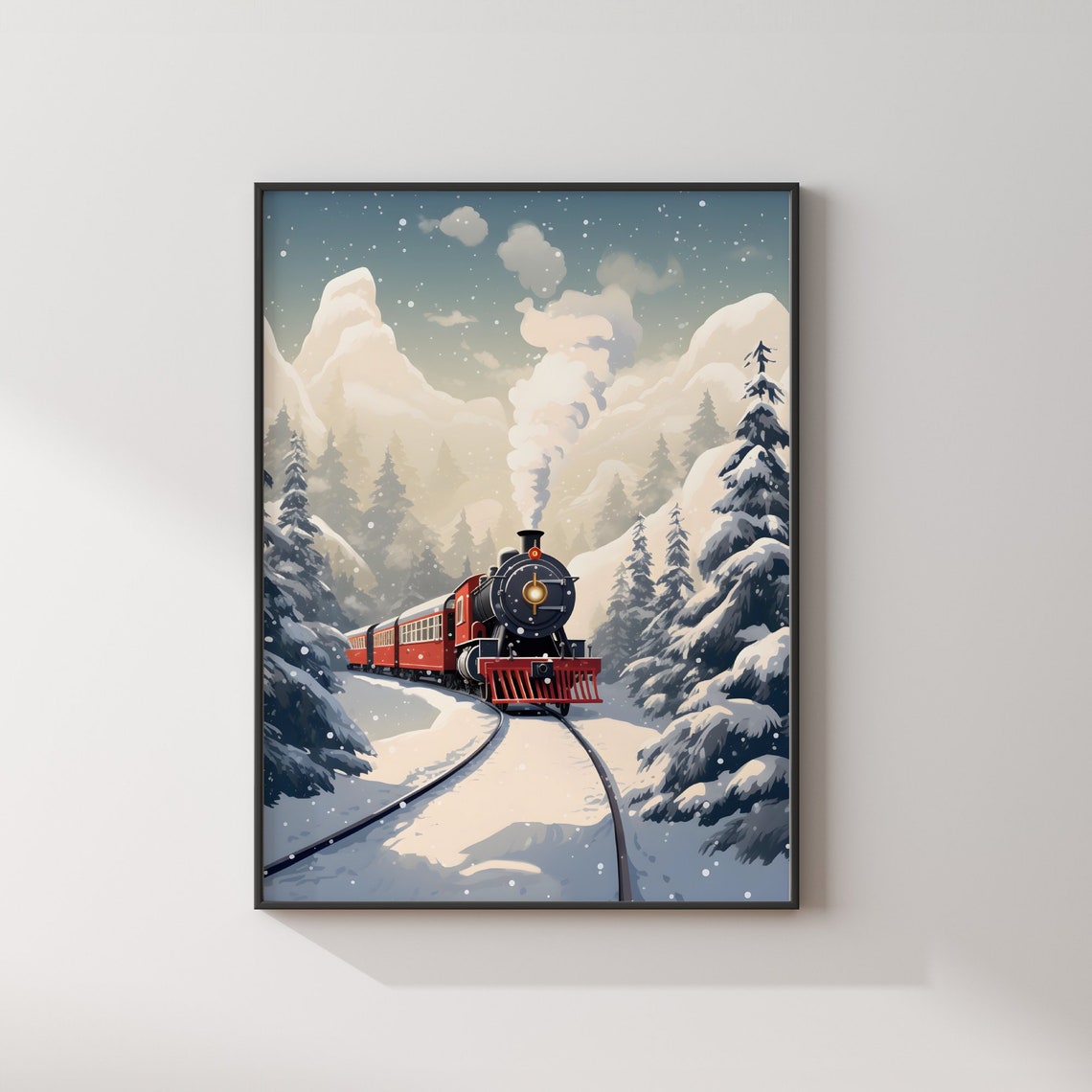 Hogwarts Express Christmas Snowy Forest Steam Train Wizard Poster - Image 2