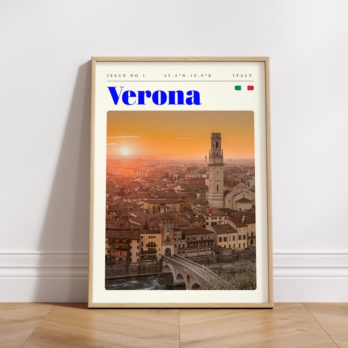 Verona Italy Old Town Cathedral Tower Sunset Panorama Travel Poster - Image 3