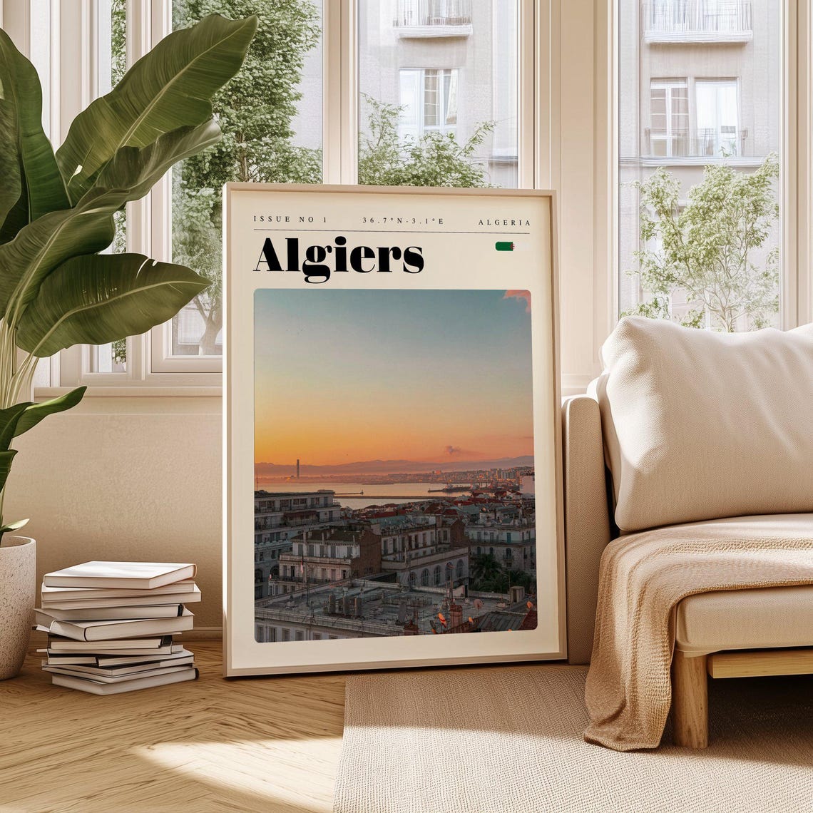 Algiers Sunset Over the Bay Algeria Issue 1 Retro Travel Poster