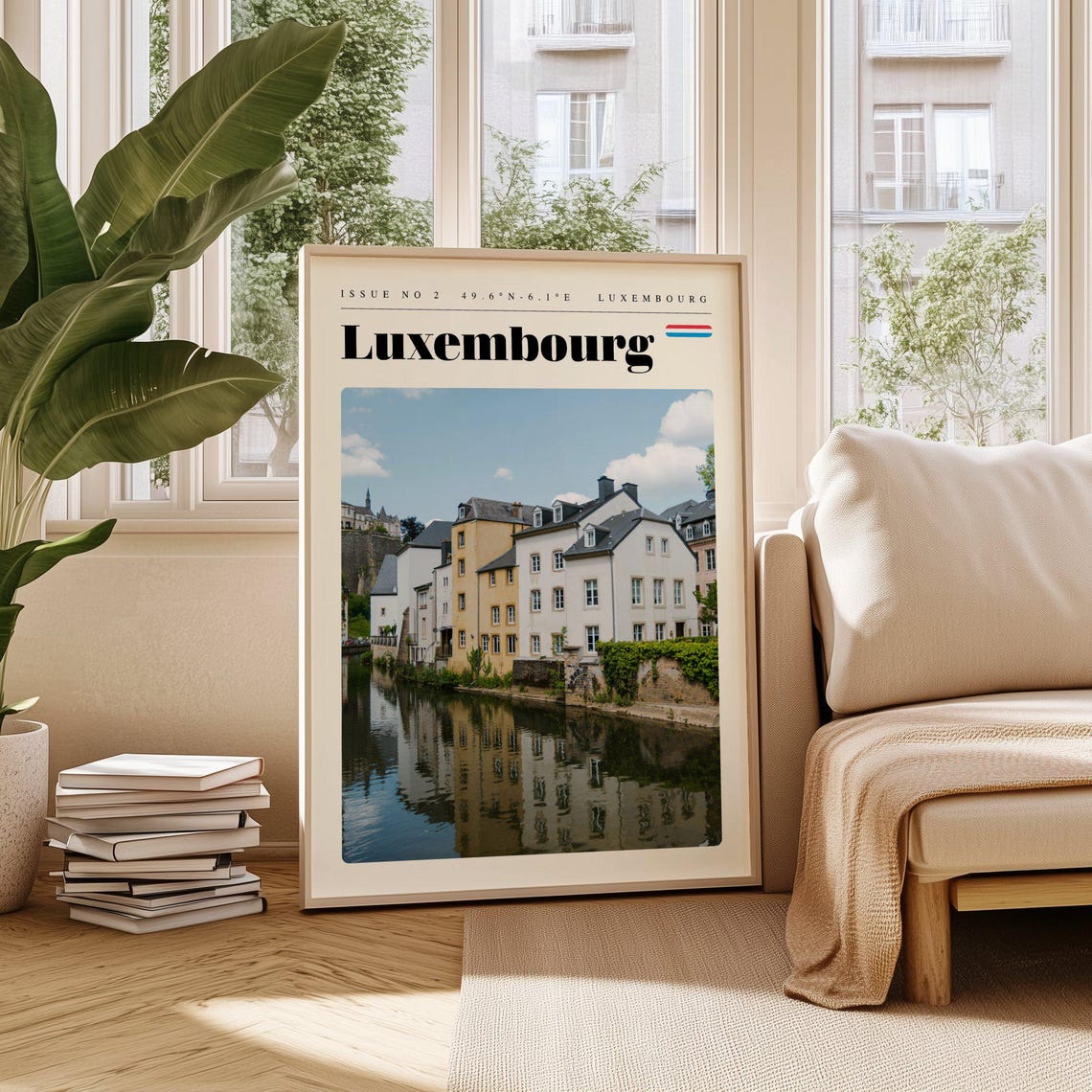 Luxembourg City Old Town River Reflection Photo Travel Poster