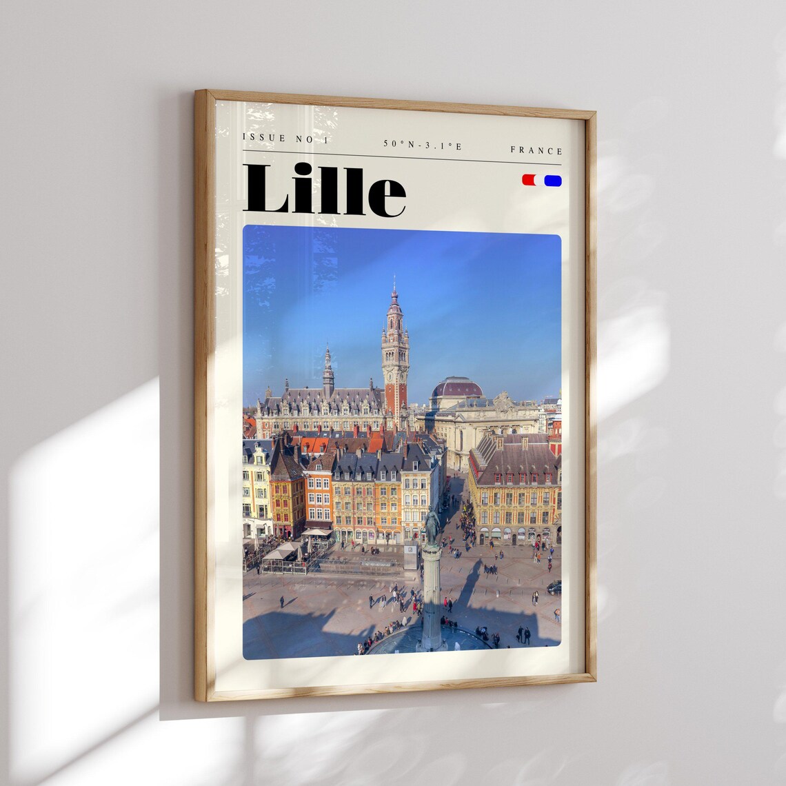 Lille France Grand Place Square Belfry Aerial View Travel Poster - Image 2