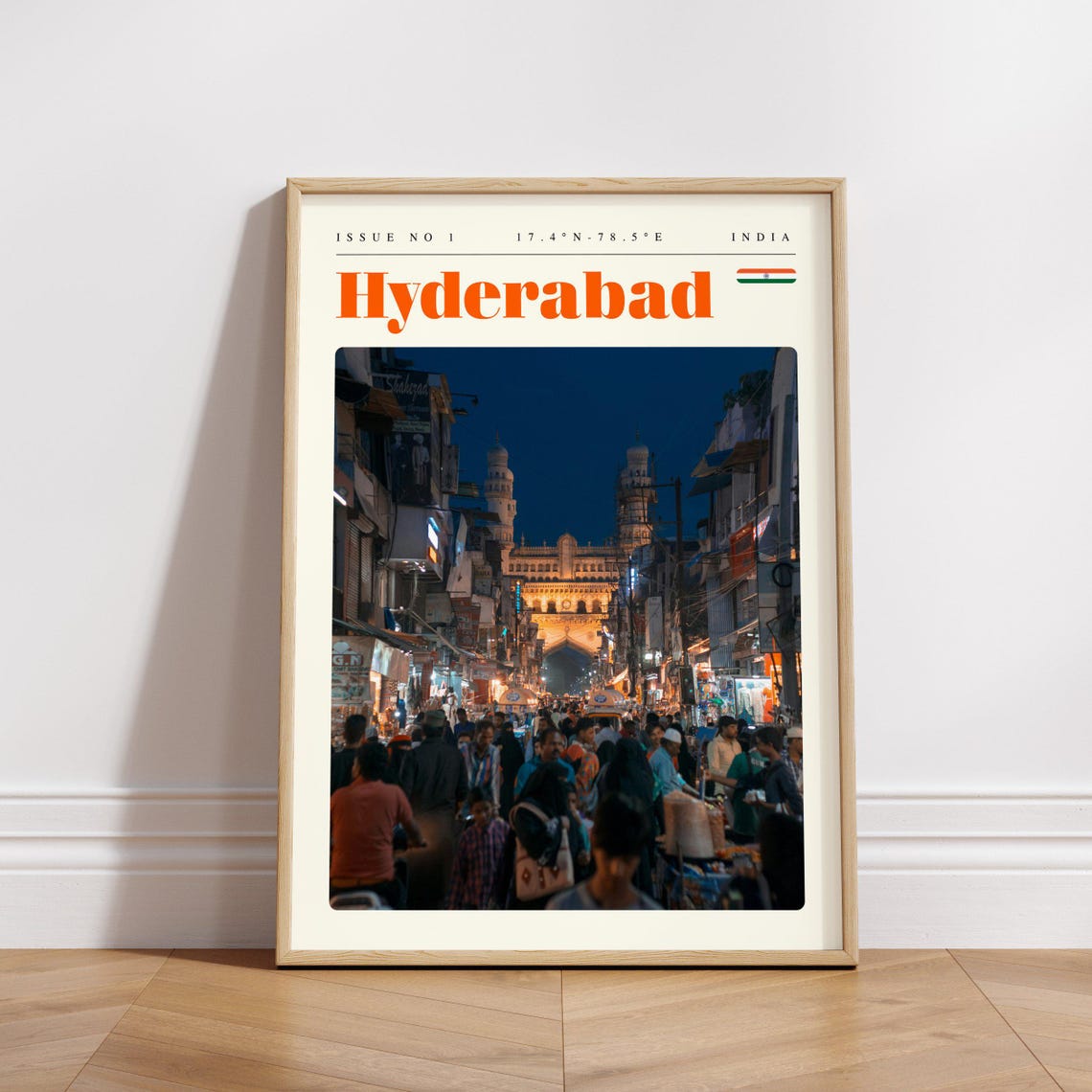 Hyderabad India Old City Night Bazaar Bustling Vibrant Street Poster - Image 3
